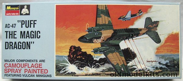 Monogram 1/90 AC-47 Puff The Magic Dragon with Factory Camouflage Paint - Blue Box Issue, PA148-150 plastic model kit